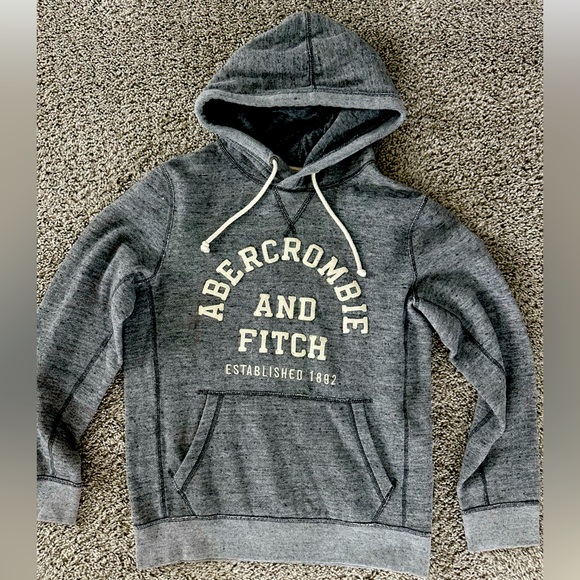 Abercrombie & Fitch Men’s Muscle Sweatshirt Hoodie Pullover Gray Stitch Sz XS - Picture 1 of 5